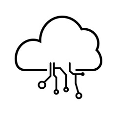 クラウドと回路を組み合わせたテクノロジーアイコンイラスト