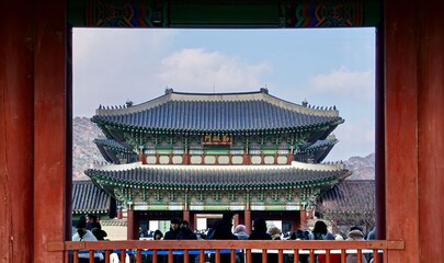 Ancient buildings at the imperial palace in Seoul South Korea