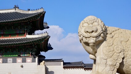 Ancient buildings at the imperial palace in Seoul South Korea