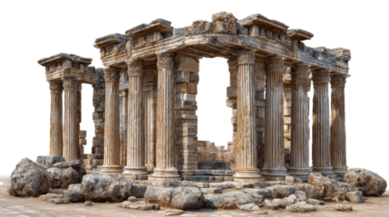 Exploring ancient ruins greece architectural structure historical environment wide angle heritage preservation cut out png