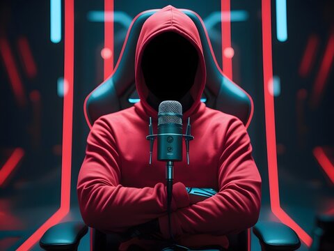 Mysterious Red-Hooded Figure with Hidden Face