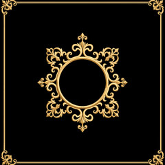 Ornate golden frame design on black background for decoration, vector  