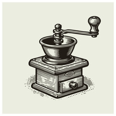Coffee Grinder Vintage Hand Drawing Vector
