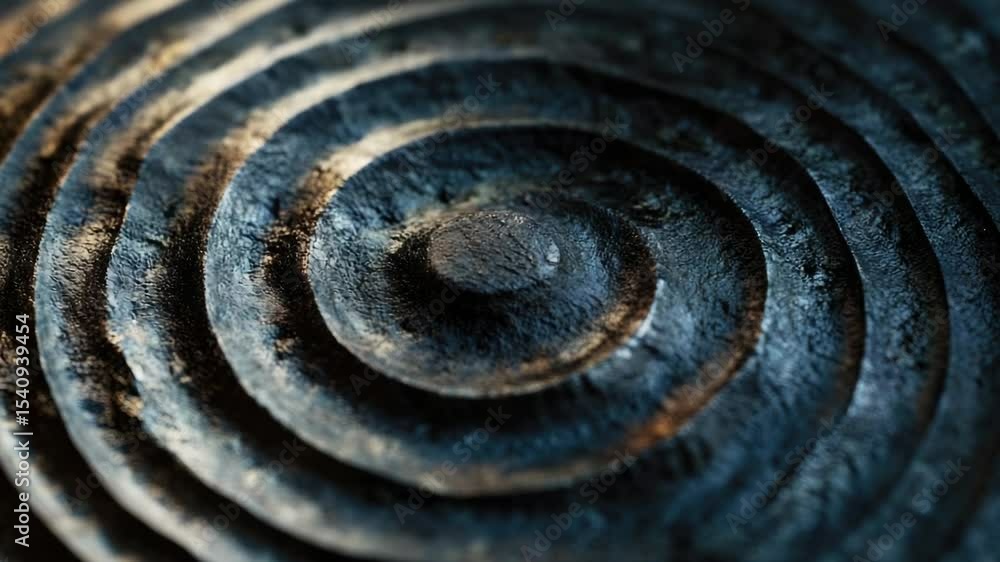 Poster a close-up shot of a metal object featuring a circular design, ideal for use in illustrations or des