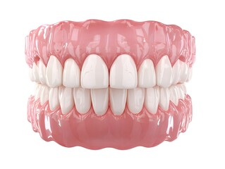 Obraz premium Model of human ideal teeth isolated on a white background one single 3D model of teeth on a white background, frontal view