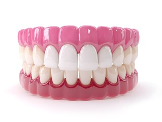 Obraz premium Model of human ideal teeth isolated on a white background one single 3D model of teeth on a white background, frontal view