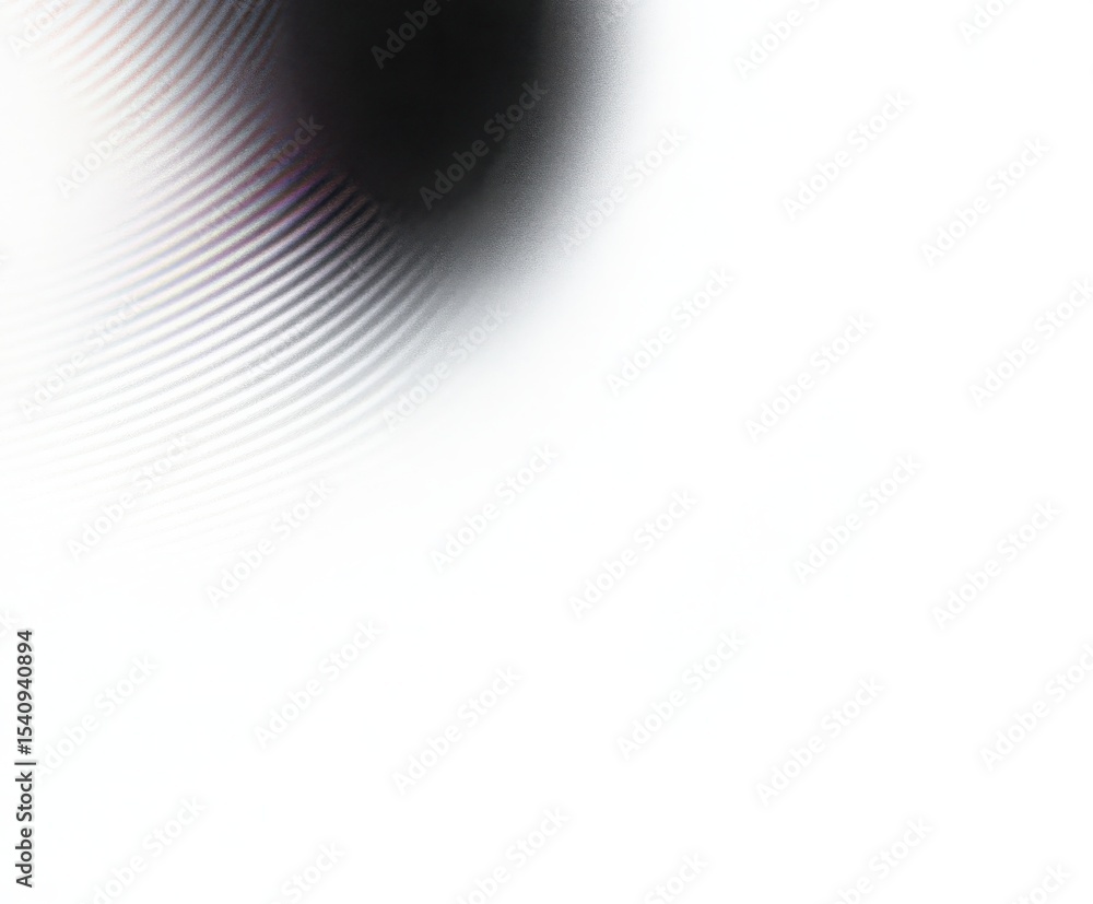 Poster abstract image with a dark blurred circle on white background and radiating lines. modern graphic de