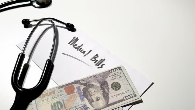 Medical Bills and Healthcare Expenses Concept Footage