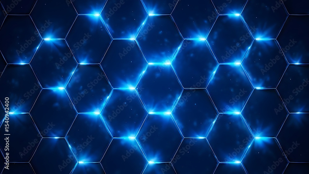Poster abstract blue hexagon pattern glowing network background