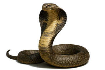 Fototapeta premium Detailed King Cobra ready to strike isolated on a transparent background image