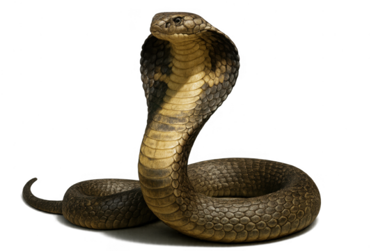Detailed King Cobra ready to strike isolated on a transparent background image