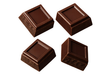 Naklejka premium Delicious dark chocolate chunks isolated on a transparent background, sweet food