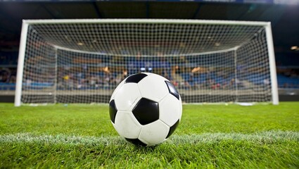Penalty Kick Moment with Soccer Ball Close-Up