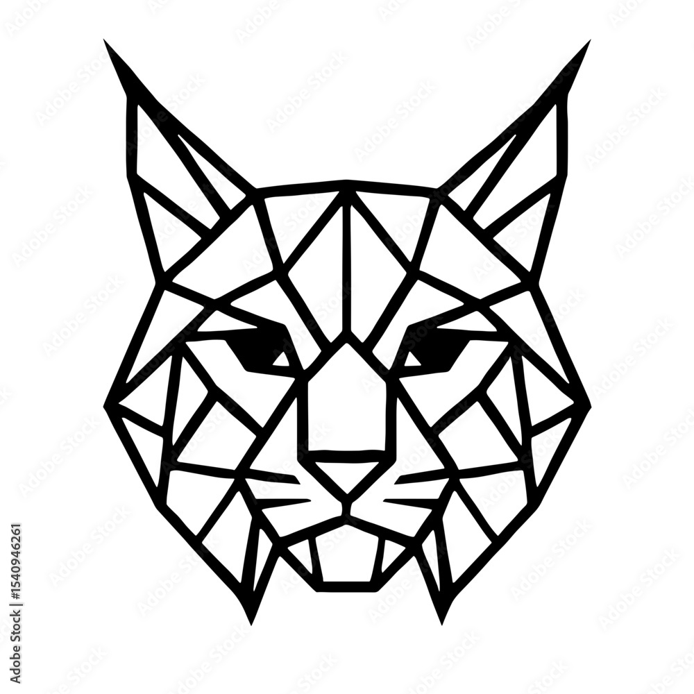 Poster a geometric representation of lynx, capturing the elegant lines and angular shapes of the animal.