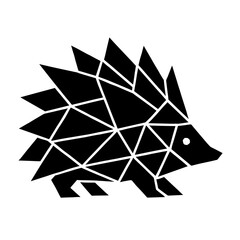 A sleek, geometric hedgehog silhouette poised with a modern artistic interpretation, embodying a blend of nature's charm and contemporary design.