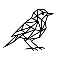 A minimalist polygonal bird icon representing a modern approach to nature-inspired design, ideal for a logo. 