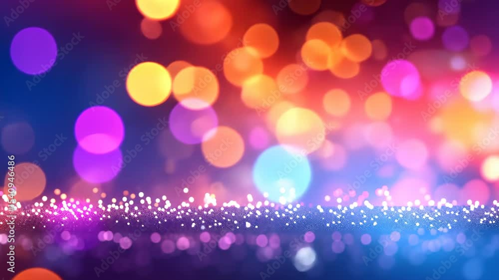 Poster shimmering lightscape: a vibrant and colorful bokeh background with warm and cool tones creating a m