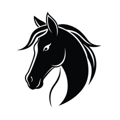 Elegant black silhouette of a horse head perfect for banners advertisements and branding designs