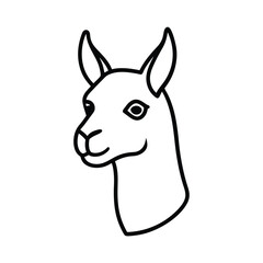 High resolution black silhouette of a llama head perfect for banners advertisements and graphic designs