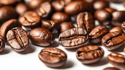 Detailed Macro Shot of Premium Arabica Coffee Beans Showcasing Rich Color and Texture for Brewing