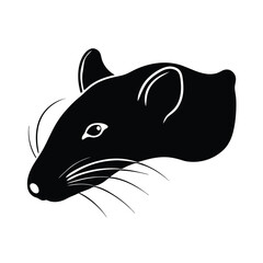 Black silhouette of a rat head high resolution vector graphic for banners and advertisements