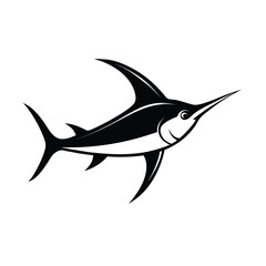 Fototapeta premium Sharp swordfish head silhouette clean detailed vector graphic for banners logos and advertisements