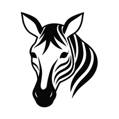 Striking silhouette of a zebra head perfect for banners advertisements and graphic designs