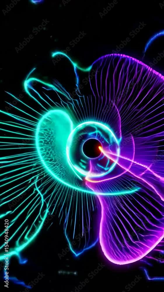 Poster abstract neon light patterns with dynamic electric design