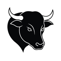 American bison head silhouette black and white vector illustration for banners ads and logos