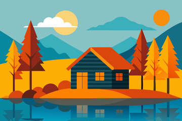 Serene Autumn Cabin by the Lake A Peaceful Mountain Escape