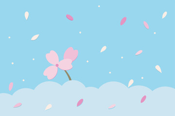 Serene Spring Blossom Delicate Pink Flower Petals Falling on a Gentle Breeze
