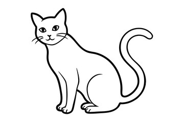 Black and white vector illustration of a cute domestic cat silhouette for pet or animal art