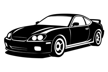 Obraz premium Sleek black luxury sports car isolated on white, a fast new model vehicle