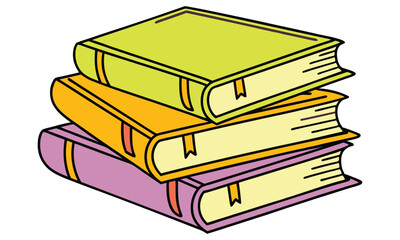 Stack of three books illustration isolated on white background