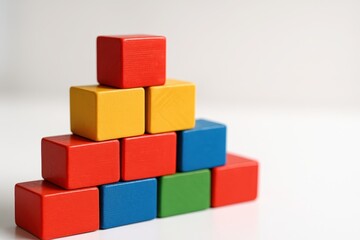 Obraz premium Colored Wooden Blocks Pyramid Pattern Shallow Depth Field