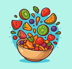 Cereal bowl with milk floating cartoon vector icon illustration breakfast food object flat vector
