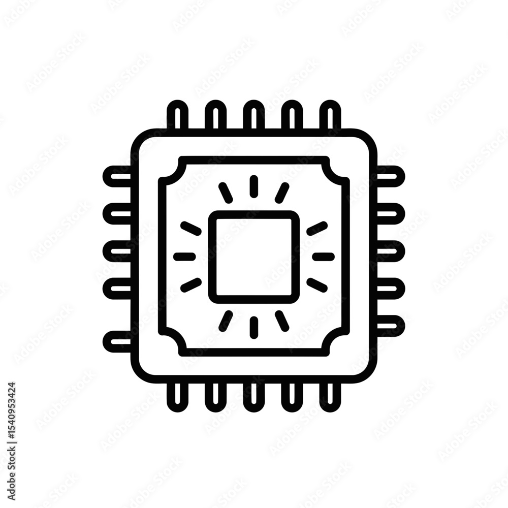 Aufkleber artificial intelligence icon with circuit design and light effects
