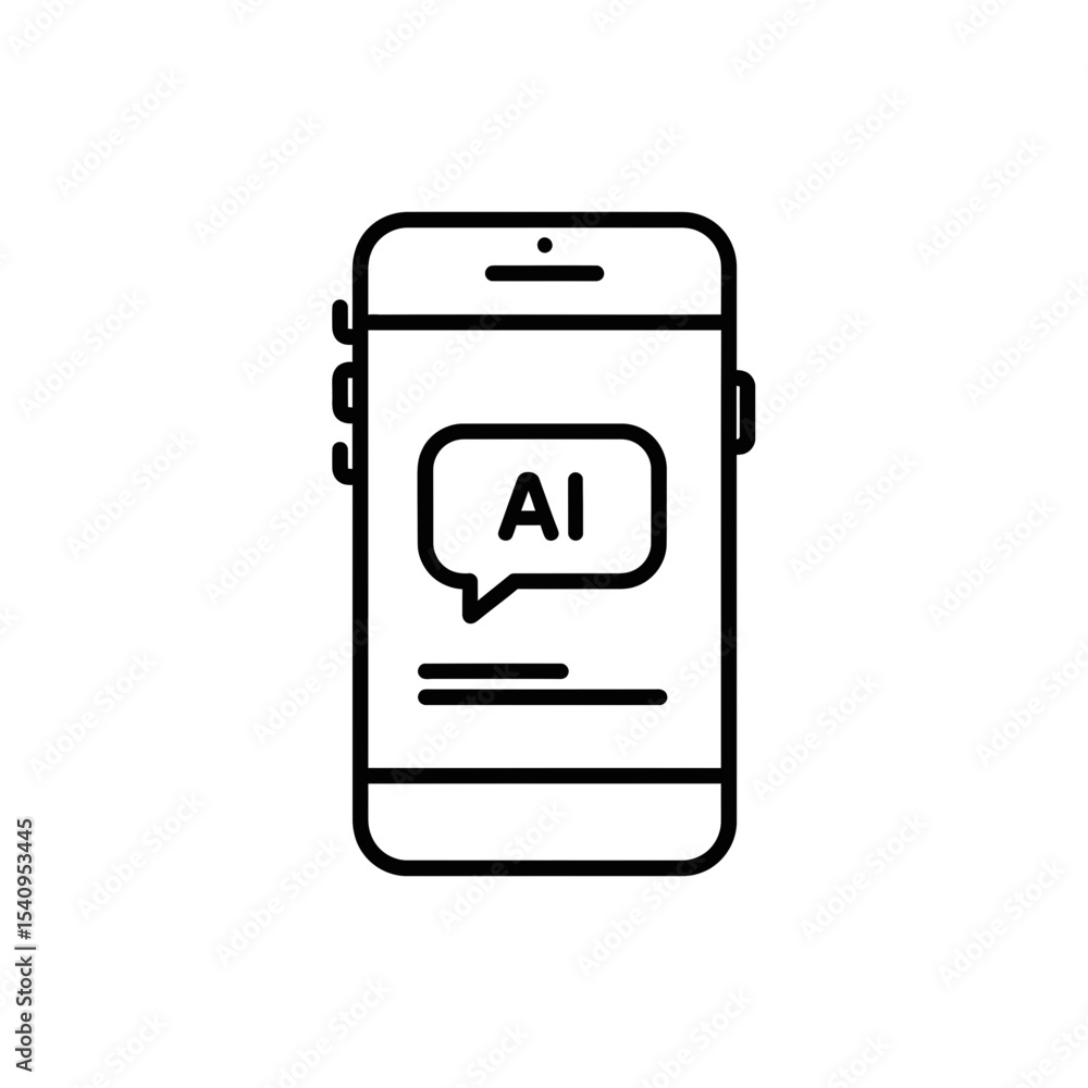 Poster smartphone displaying ai technology icon in minimalistic style