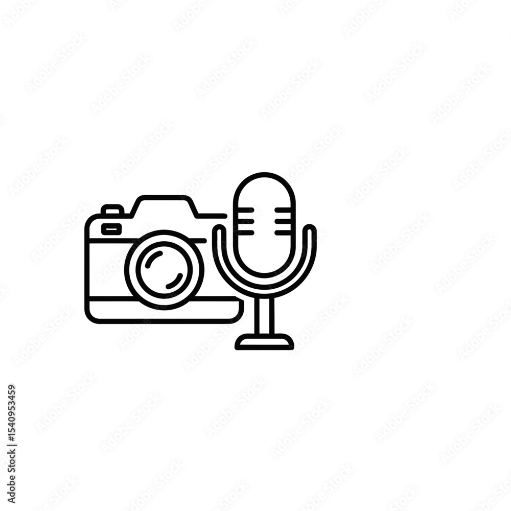 Poster camera and microphone icon representing artificial intelligence tools