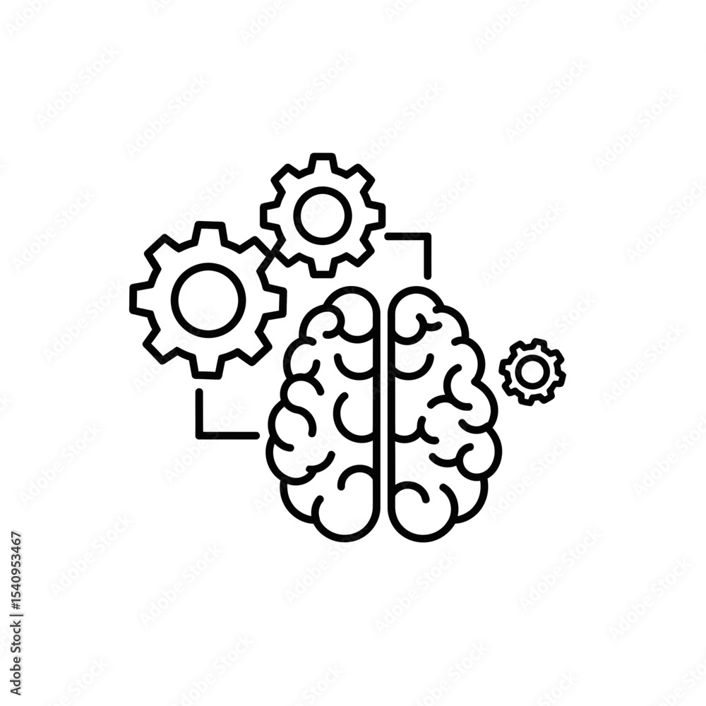 Poster artificial intelligence brain with gears representing technology