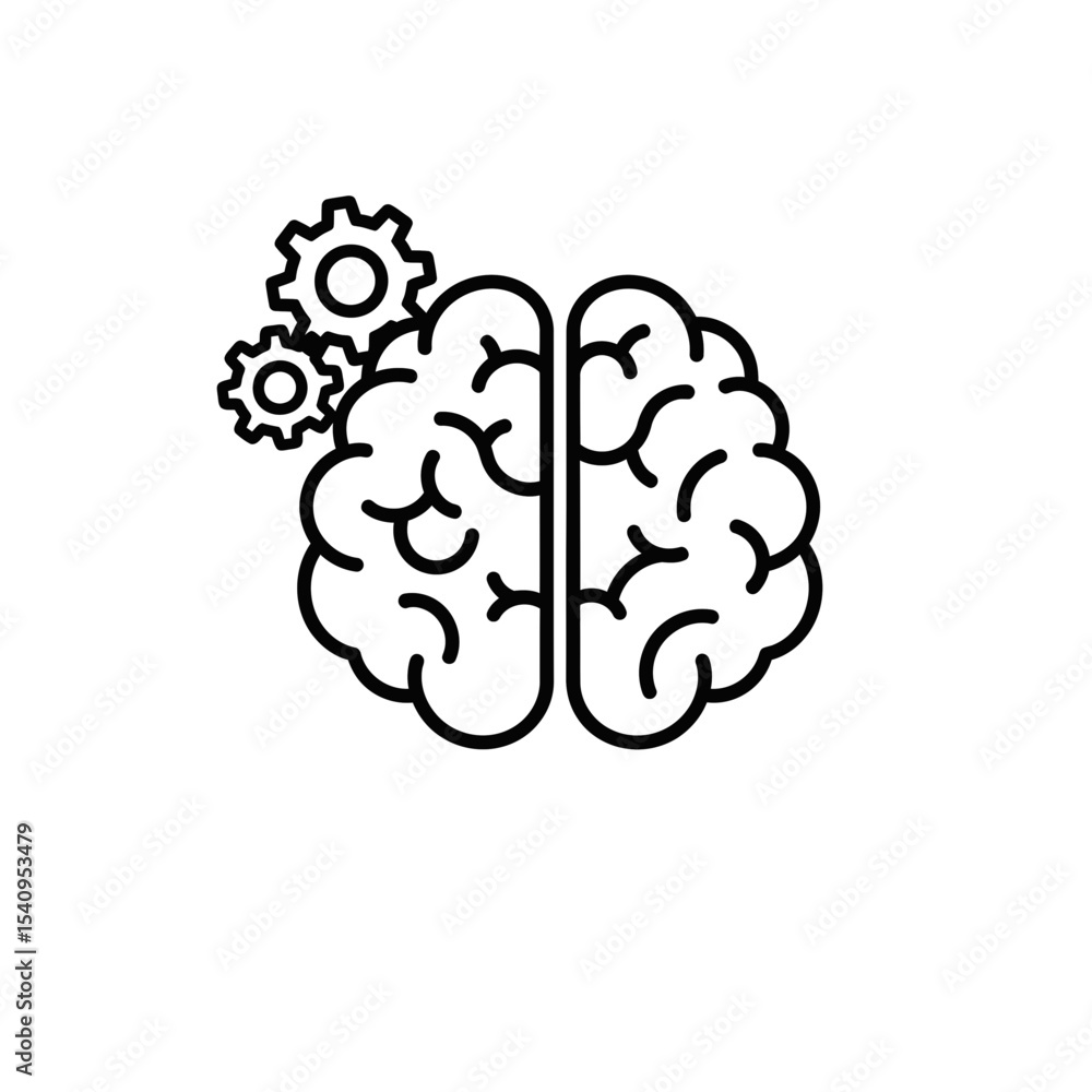 Aufkleber artificial intelligence brain icon with gears representing technology