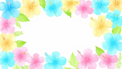 Obraz premium ハイビスカスの水彩枠5