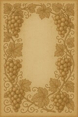 Vintage Grapevine Border Frame on Textured Old Paper