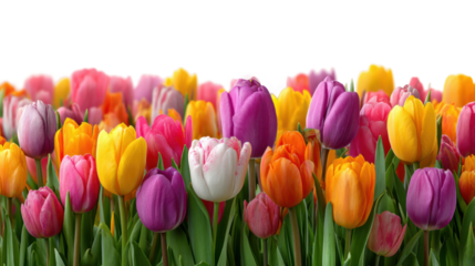 Vibrant tulip bloom in spring season flower garden nature bright colors cut out png