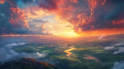 Dramatic sunset with swirling clouds over tranquil forest lake, time-lapse scene