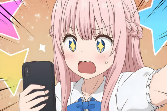 ピンク髪の女性キャラクターのイラスト ピンク髪の女性キャラクターのイラスト 地雷系ピンク髪の女の子