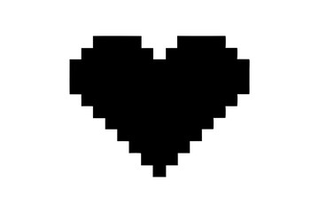 Fototapeta premium Black Pixel Art Heart 8 Bit Retro Style black heart