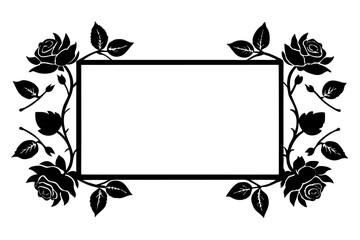 Black Rose Floral Frame Rectangular Design roses