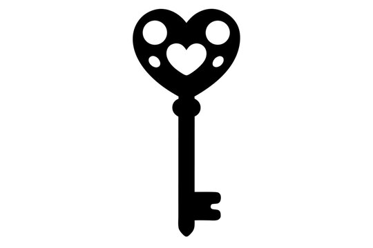 Black Silhouette Antique Heart Key Design vintage