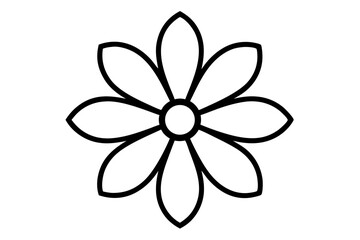 Simple Black Outline Drawing of a Flower with Eight Petals
